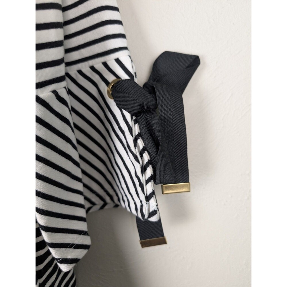 Lauren Ralph Lauren Black White Striped Dress Bow Sleeves Size 2X - Picture 6 of 7